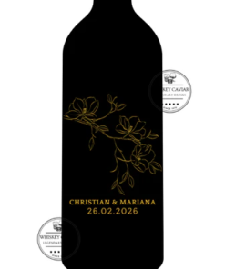 Custom "Gold Flowers" Engraved Wine Bottle 750 mL