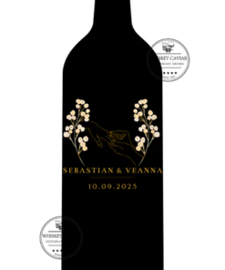 Custom "Ring & Flowers" Engraved Wine Bottle 750 mL