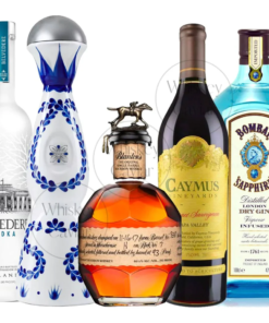 Blanton's, Clase Azul, Caymus Cabernet, Belvedere Vodka, & Bombay Gin Value Bundle 750 mL