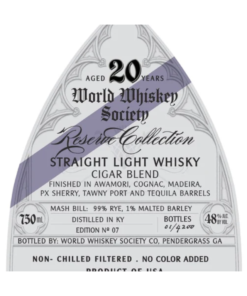 World Whiskey Society Aged 20 Year Cigar Blend 750mL