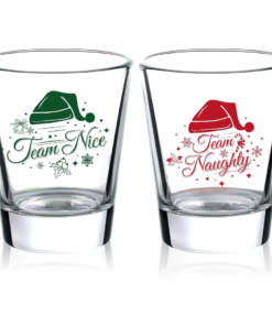 Nuenen 2 Pcs Shot Glasses Christmas Team Naughty and Team Nice