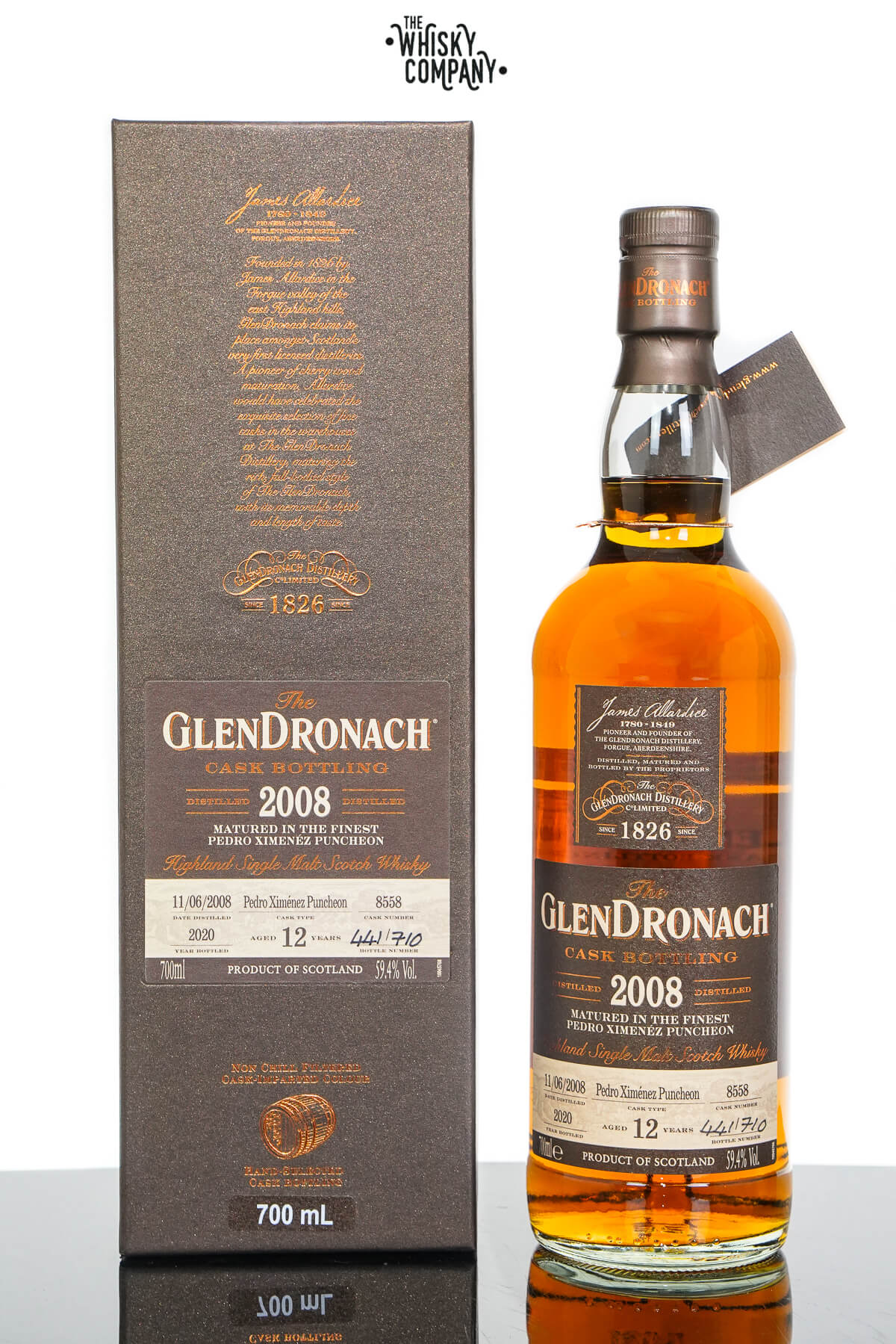 GlenDronach 2008 Aged 12 Years Single Malt Scotch Whisky – Batch 18 Cask No. 8558 (700ml)
